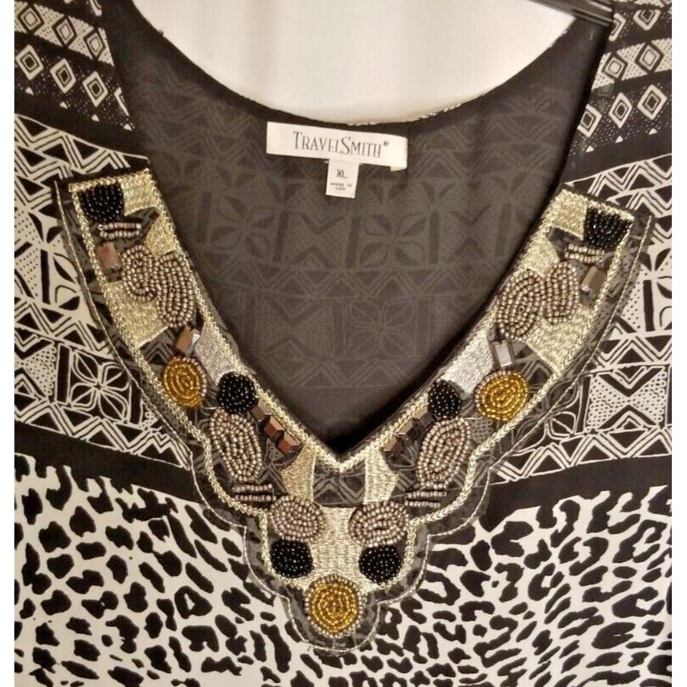 Travel Smith Women's Tunic Top XL Beaded & Embroidered Embellishments Boutique - Picture 3 of 5